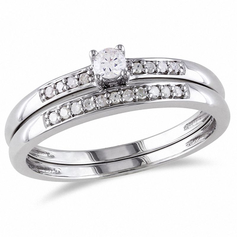 0.19 CT. T.W. Diamond Bridal Set in Sterling Silver