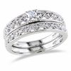 0.10 CT. T.W. Diamond Art Deco-Inspired Bridal Set in Sterling Silver