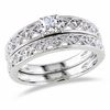 Thumbnail Image 1 of 0.10 CT. T.W. Diamond Art Deco-Inspired Bridal Set in Sterling Silver