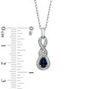 Thumbnail Image 1 of Pear-Shaped Lab-Created Blue Sapphire and 0.12 CT. T.W. Diamond Cascading Pendant in Sterling Silver