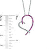 Thumbnail Image 1 of Lab-Created Pink Sapphire Tilted Heart Pendant in Sterling Silver