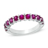 Thumbnail Image 1 of Pink Lab-Created Sapphire Anniversary Band in Sterling Silver