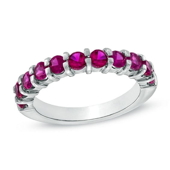 Lab-Created Sapphire Anniversary Band in Sterling Silver