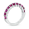 Thumbnail Image 1 of Pink Lab-Created Sapphire Anniversary Band in Sterling Silver