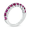 Thumbnail Image 1 of Pink Lab-Created Sapphire Anniversary Band in Sterling Silver