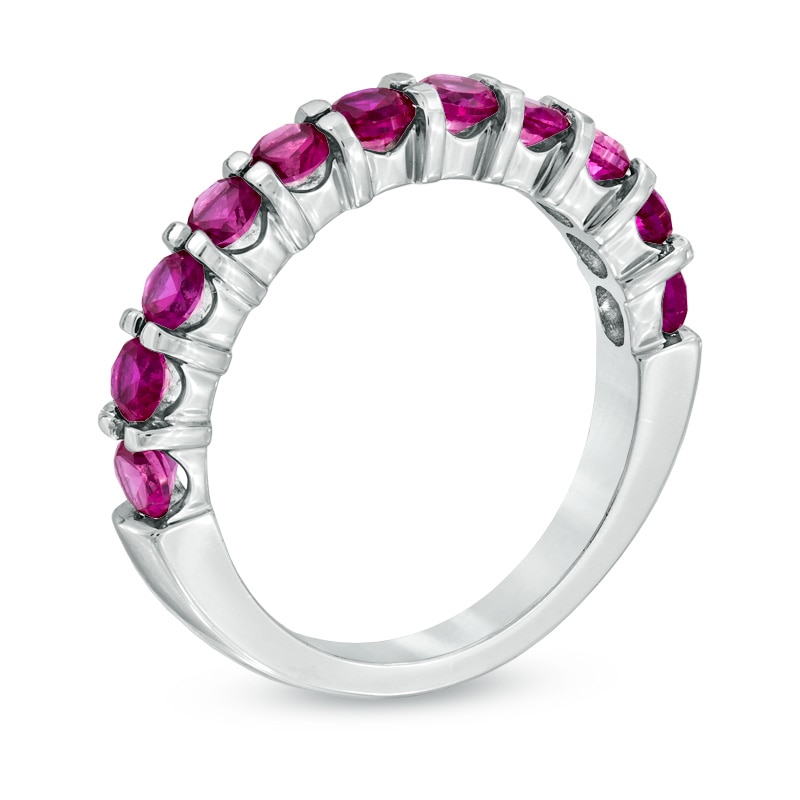 Pink Lab-Created Sapphire Anniversary Band in Sterling Silver
