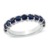 Thumbnail Image 1 of Blue Lab-Created Sapphire Anniversary Band in Sterling Silver