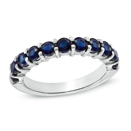 Blue Lab-Created Sapphire Anniversary Band in Sterling Silver