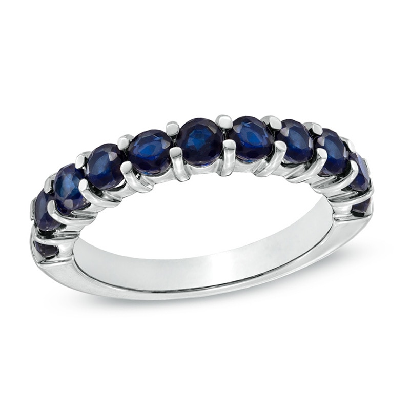 Main Image 1 of Blue Lab-Created Sapphire Anniversary Band in Sterling Silver