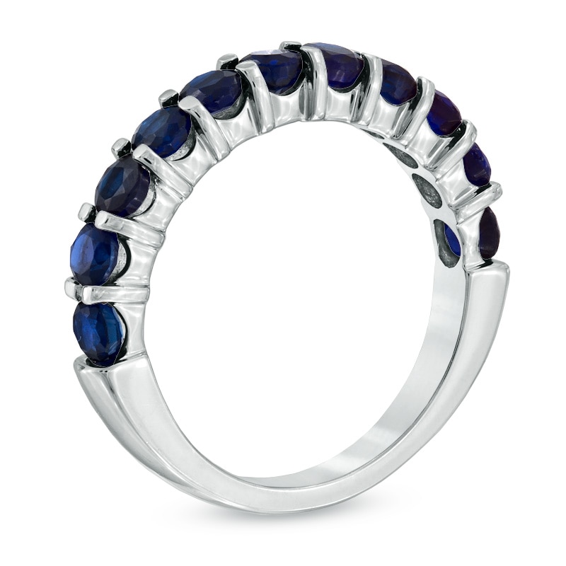 Main Image 2 of Blue Lab-Created Sapphire Anniversary Band in Sterling Silver