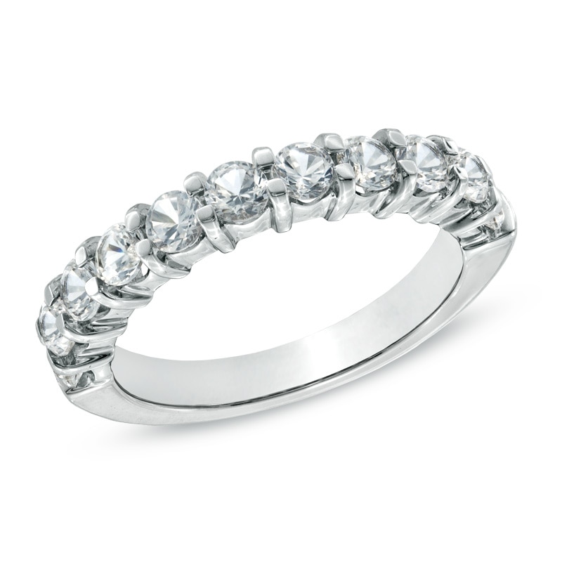 Main Image 1 of White Lab-Created Sapphire Anniversary Band in Sterling Silver