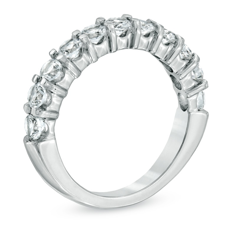 Main Image 2 of White Lab-Created Sapphire Anniversary Band in Sterling Silver