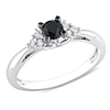 0.49 CT. T.W. Enhanced Black and White Diamond Engagement Ring in Sterling Silver