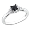 Thumbnail Image 1 of 0.49 CT. T.W. Black and White Diamond Engagement Ring in Sterling Silver
