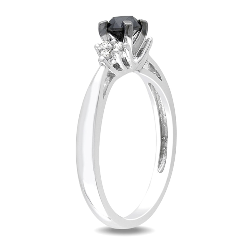 0.49 CT. T.W. Black and White Diamond Engagement Ring in Sterling Silver