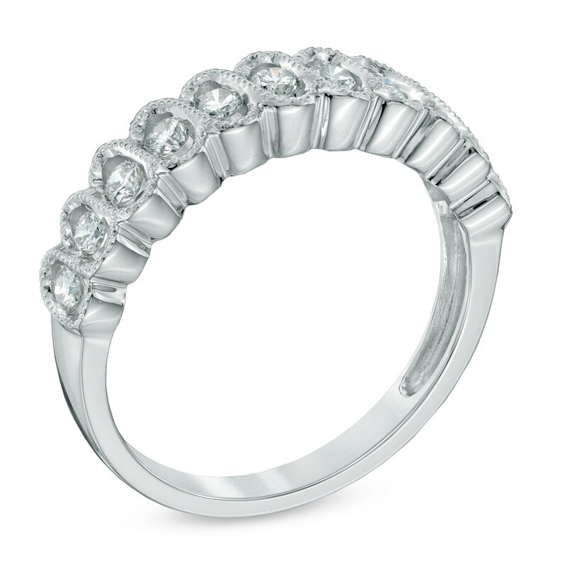 Main Image 2 of 0.50 CT. T.W. Diamond Scallop Wedding Band in 14K White Gold