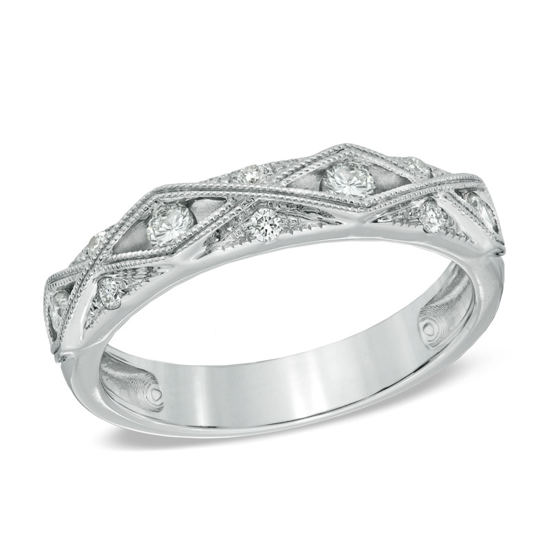 0.30 CT. T.W. Diamond Art Deco-Inspired Wedding Band in 10K White Gold