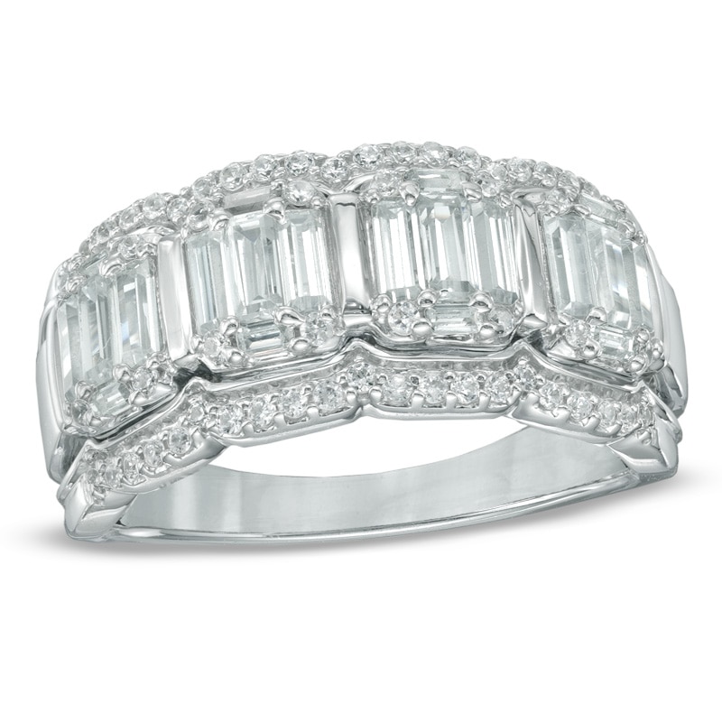 1.00 CT. T.W. Multi-Baguette Diamond Five Stone Anniversary Band in 14K White Gold|Peoples Jewellers