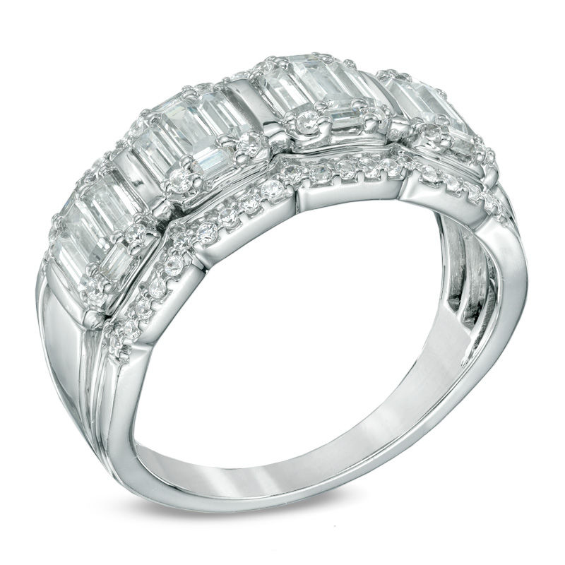 1.00 CT. T.W. Multi-Baguette Diamond Five Stone Anniversary Band 14K White Gold