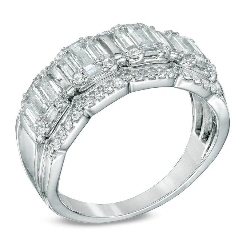 1.00 CT. T.W. Multi-Baguette Diamond Five Stone Anniversary Band in 14K White Gold