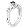 0.24 CT. T.W. Enhanced Black and White Diamond Sash Bridal Set in Sterling Silver