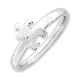 Stackable Expressions™ Autism Awareness Puzzle Piece Ring in Sterling Silver