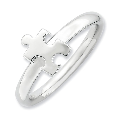 Sterling Silver Stackable Expressions Autism Awareness Puzzle Piece Ring Sterling Silver Stackable Expressions Autism Awareness Puzzle Piece Ring