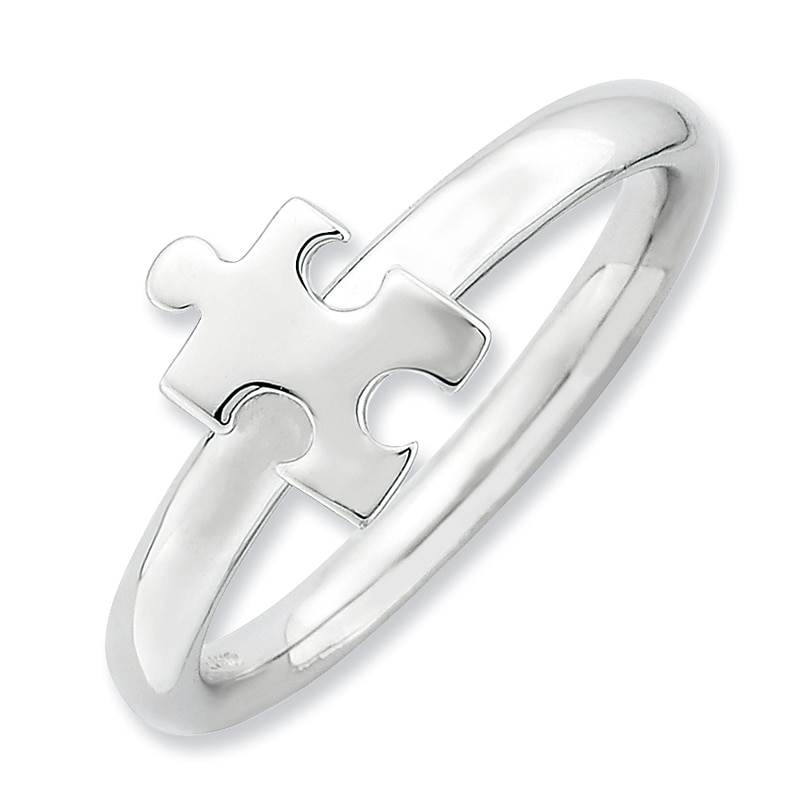 Stackable Expressions™ Autism Awareness Puzzle Piece Ring in Sterling Silver