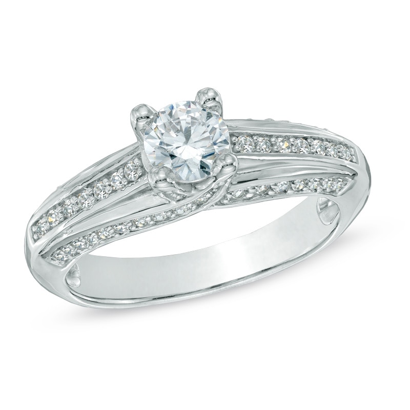 0.70 CT. T.W. Certified Canadian Diamond Engagement Ring in 14K White Gold (I/I2)