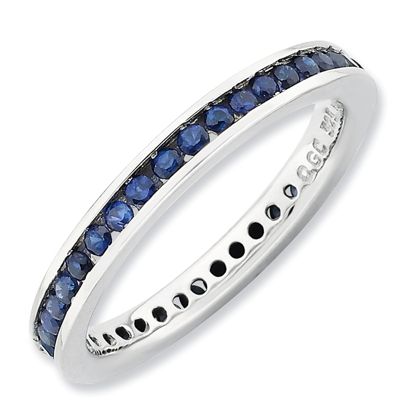Stackable Expressions™ Lab-Created Blue Sapphire Eternity Band in Sterling Silver