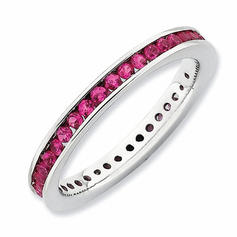 Stackable Expressions™ Lab-Created Ruby Eternity Band in Sterling Silver