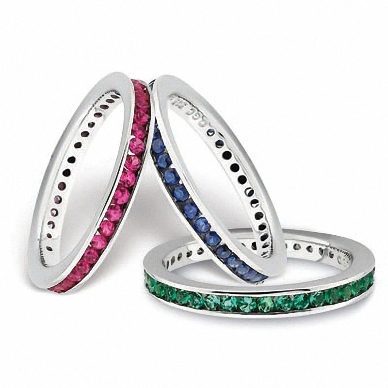 Stackable Expressions™ Lab-Created Ruby Eternity Band in Sterling Silver