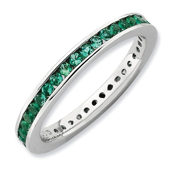 Stackable Expressions™ Lab-Created Emerald Eternity Band in Sterling Silver