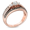 Thumbnail Image 1 of 1.25 CT. T.W. Champagne and White Diamond Past Present Future® Ring in 14K Rose Gold