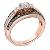 Thumbnail Image 2 of 1.25 CT. T.W. Champagne and White Diamond Past Present Future® Ring in 14K Rose Gold