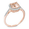 Thumbnail Image 1 of 7.0mm Cushion-Cut Morganite and 0.09 CT. T.W. Diamond Frame Ring in 10K Rose Gold