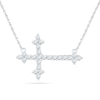 Thumbnail Image 1 of Lab-Created White Sapphire Sideways Cross Necklace in Sterling Silver