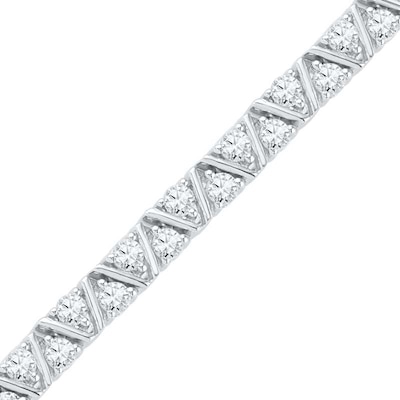 White Lab-Created Sapphire Bracelet in Sterling Silver - 7.5"