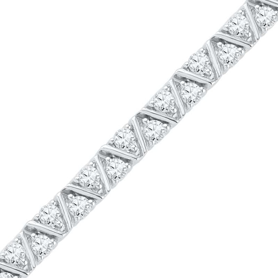 White Lab-Created Sapphire Bracelet in Sterling Silver - 7.5"