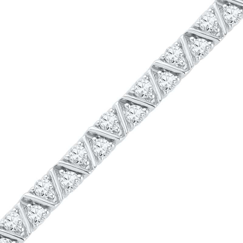 White Lab-Created Sapphire Bracelet in Sterling Silver - 7.5"