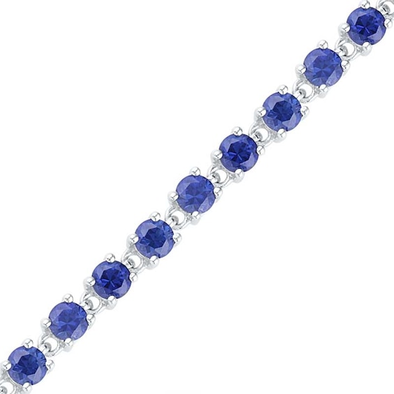 Lab-Created Blue Sapphire Tennis Bracelet in Sterling Silver - 7.25"