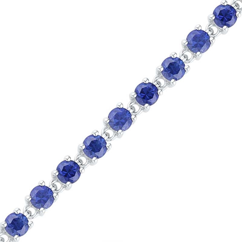 Main Image 1 of Lab-Created Blue Sapphire Tennis Bracelet in Sterling Silver - 7.25"