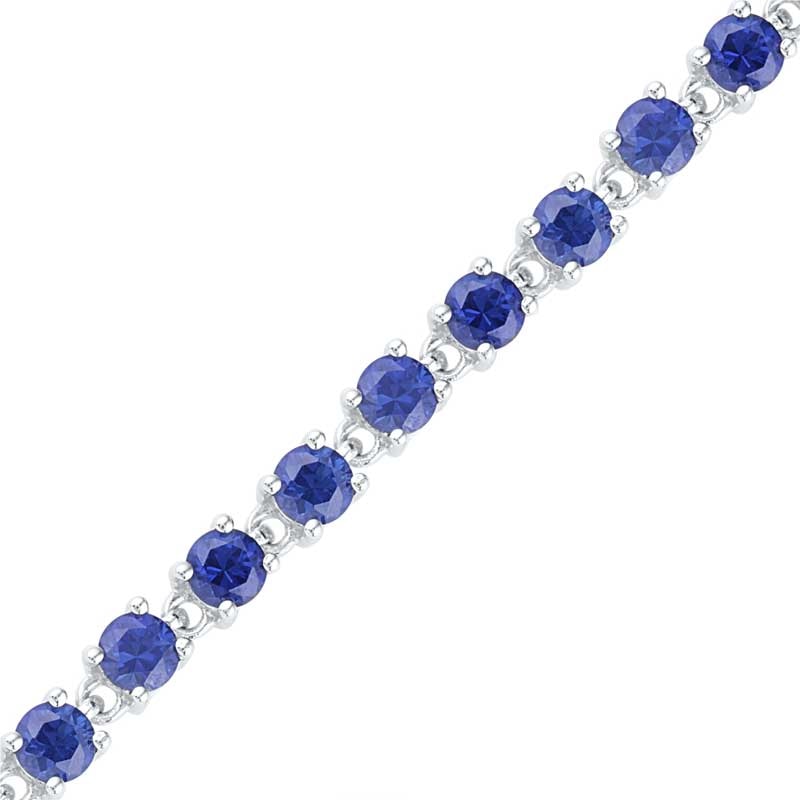 Lab-Created Blue Sapphire Tennis Bracelet in Sterling Silver - 7.25"|Peoples Jewellers