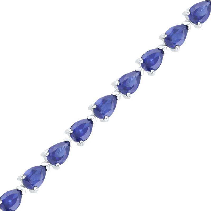 Pear-Shaped Lab-Created Blue Sapphire Tennis Bracelet in Sterling Silver - 7.5"