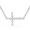 Thumbnail Image 1 of Diamond Accent Sideways Cross Necklace in 10K White Gold