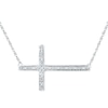Thumbnail Image 0 of 0.05 CT. T.W. Diamond Sideways Cross Necklace in Sterling Silver
