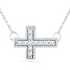 Thumbnail Image 0 of Diamond Accent Sideways Cross Necklace in Sterling Silver