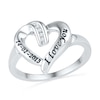 Thumbnail Image 1 of Diamond Accent Heart Promise Ring in Sterling Silver (2 Lines)