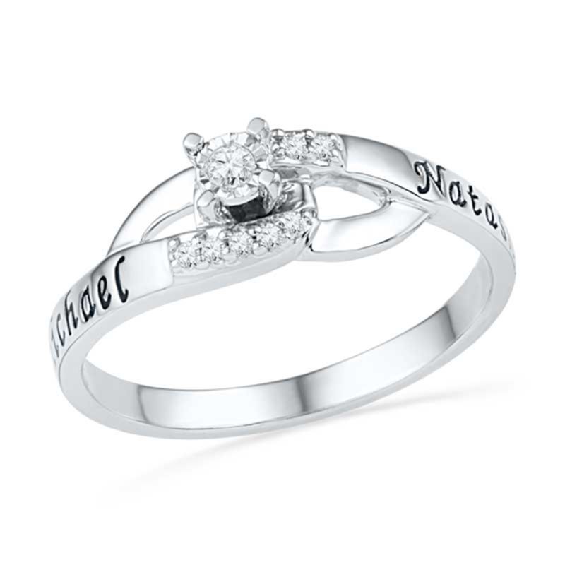 Diamond Accent Promise Ring in Sterling Silver (2 Names)