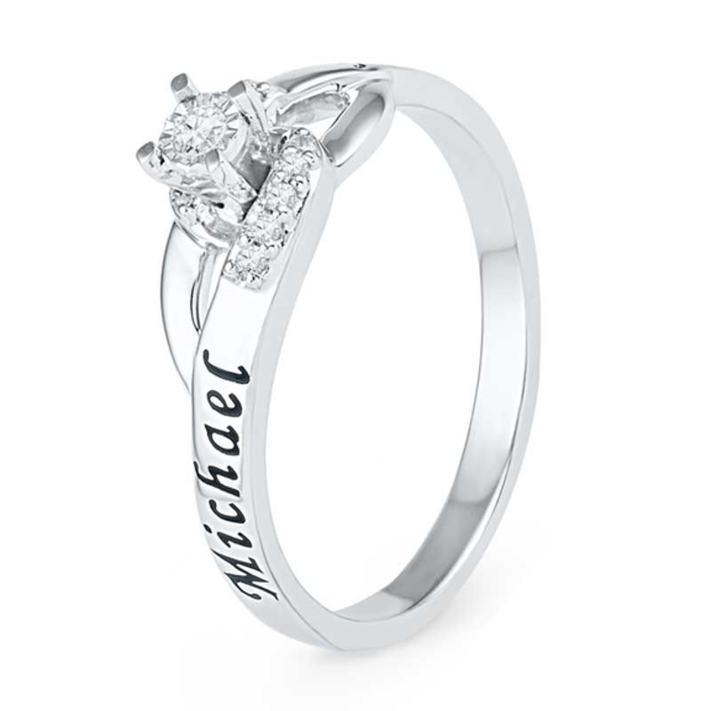 Diamond Accent Promise Ring in Sterling Silver (2 Names)